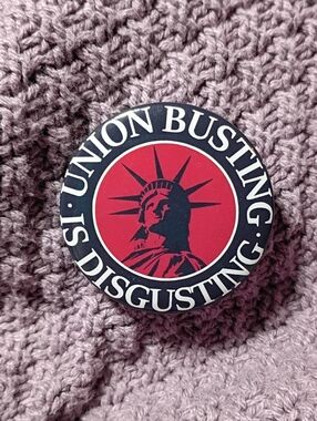 Union Busting Is Disgusting Button Pin Equal Rights Punk Protest Anarchy 1.77"